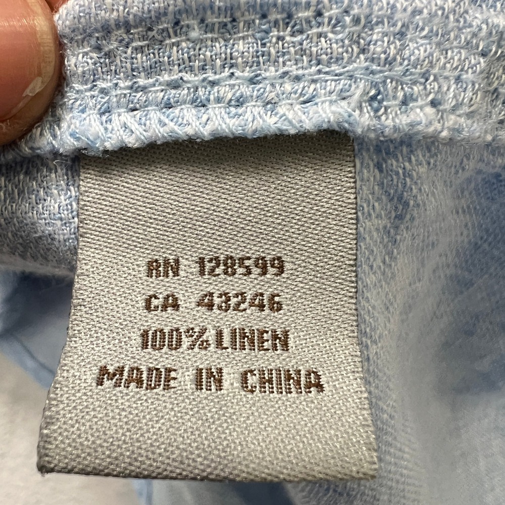MARTIN GORDON Linen‎ Shirt Long Sleeve Button Up Light Blue Mens XL Coastal - Picture 5 of 11